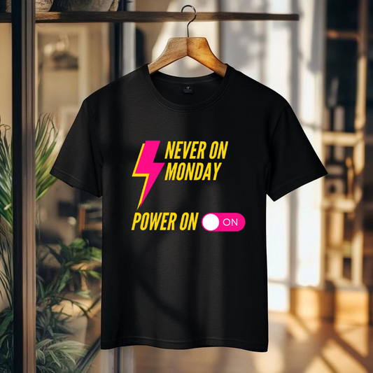 Power on Round Neck T- shirt